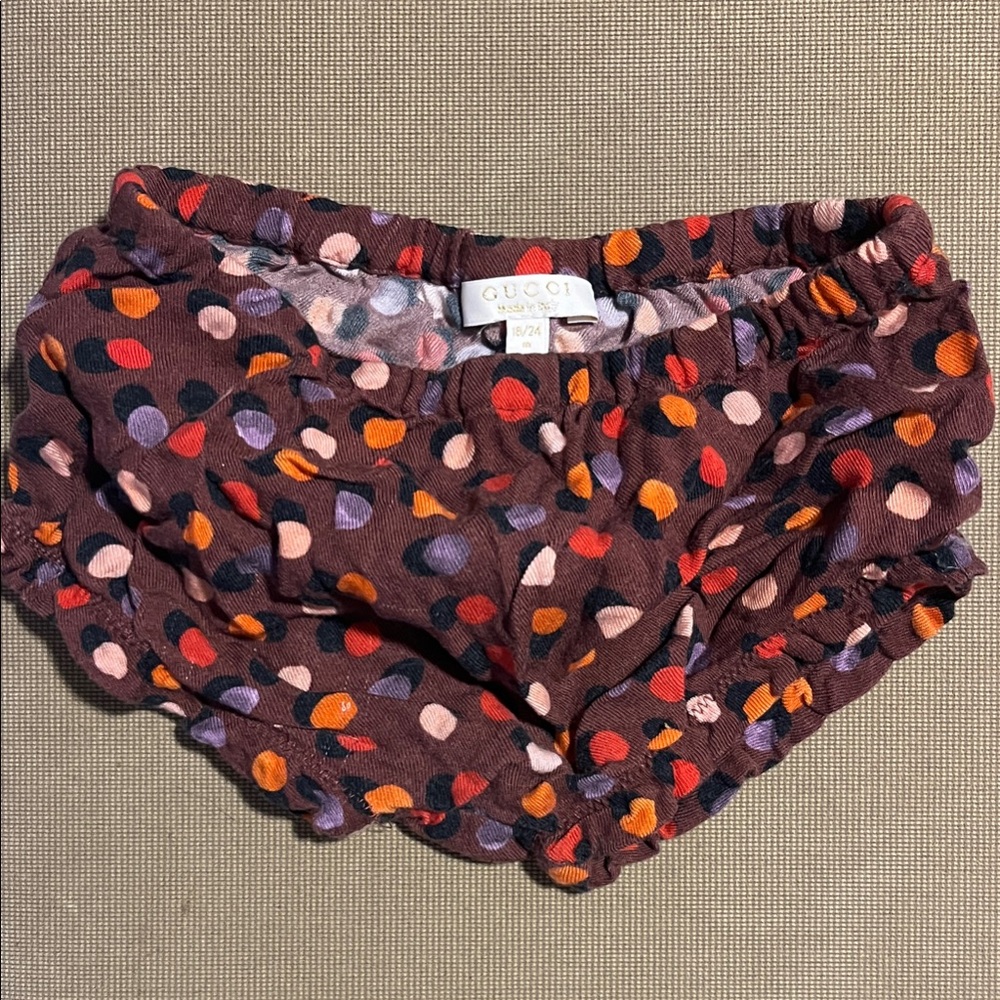 Gucci Kids Burgundy diaper cover, bloomers with Multicolor Dots